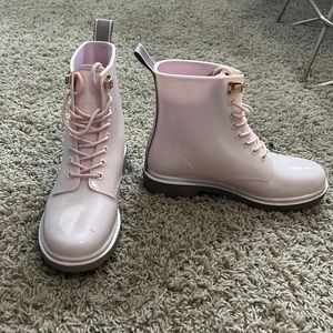 Michael Kors baby pink combat boots